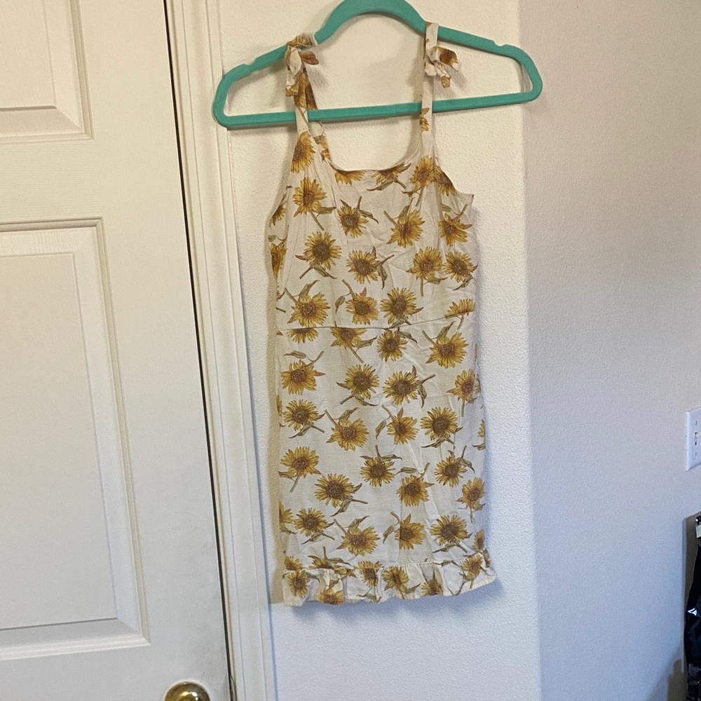 Art Class Sunflower Print Dress - Yellow and Cream